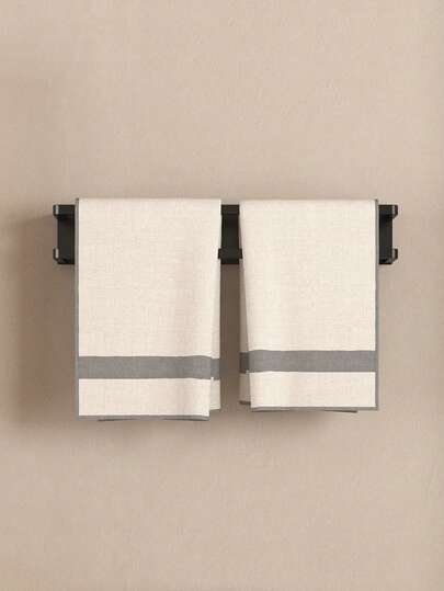 1 Stück moderner wandmontierter Handtuchhalter - platzsparendes Design, robuste Metallstruktur, einfache Installation, geeignet für Badezimmer und Küche, stilvolles schwarzes Finish, perfekt für moderne Wohndekoration, Badezimmer Aufbewahrung | minimalistisches Design | stabiler Metallhalter, Badezimmer Handtuchhalter