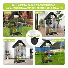 Jaula de Pájaros Grande Móvil con Almacenaje y Techo con Juguetes | Ideal para Aves de Tamaño Grande y Medio - L - Ver 6