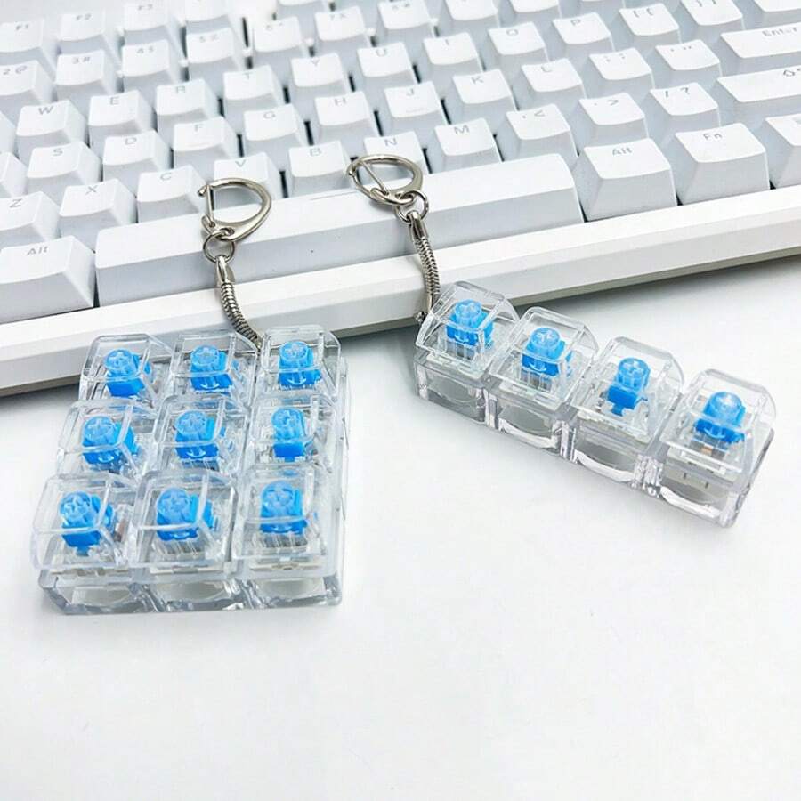 1pc Push Button Stress Relief Toy, Mechanical Keyboard Keycap Style Keychain Toy, Stress Relief Gift, Desktop Accessory, High-Quality Squeeze Toy, Low-Noise Decompression, Suitable For Party Favors, Birthday Gifts, Couple Gifts - Multicolor - View 1