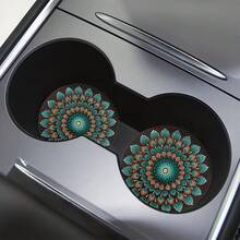 2 piezas Posavasos vintage con diseño de mandala floral - Decoración interior de automóvil para mujeres, adecuado para tazas sobre la mesa en el hogar - Estilo retro - Ver 2