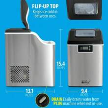 DECO 44LB Countertop Nugget Ice Maker With 2.6LB Auto-Renew Basket 1.8LB/Hour, Black - View 8