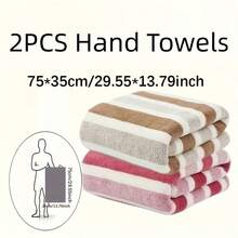 Bộ 2 khăn tắm kẻ sọc | Chất liệu microfiber siêu mềm, nhanh khô | Thấm hút cao, thích hợp cho phòng tắm gia đình | Phù hợp cho các cặp đôi và người lớn | Khăn tắm du lịch và đi biển | Khăn tắm 140*70cm/55.12x27.56in, khăn tay 75*35cm/29.53*13.78in, khăn mặt 30*30cm/11.81*11.81in, Bộ khăn tắm nữ - Nhiều màu - Xem 12