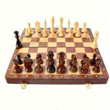 Large 3-In-1 Foldable Chess Board Game Set - Chess, Checkers, Backgammon, Develops Strategic Thinking, Wooden Chess Board Game Set, Wooden Board Game, Best New Year Gift, 11.8 Inches (29cm) - Multicolor - View 10