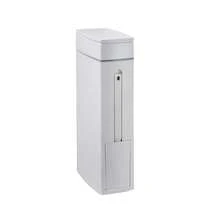 Papelera de baño delgada y ahorradora de espacio con tapa y soporte incorporado para el cepillo de inodoro, adecuada para espacios estrechos, para uso en el baño - Blanco - Ver 12
