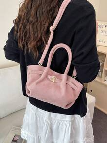 Dedoo European And American Fashion Design Buckle Suede Bucket Bag, Women's Autumn/Winter Shopping, Commuting, Party Gift Handbag - Pink - View 4