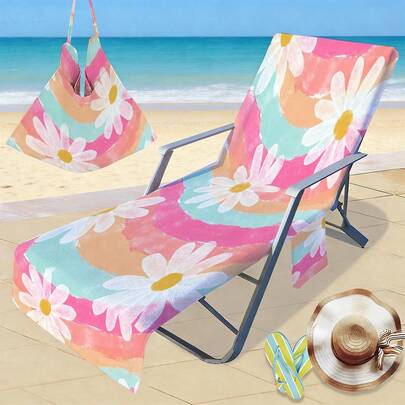 1 chiếc khăn phủ ghế bãi biển bằng sợi microfiber họa tiết hoa cúc màu nước với hình sao biển và vỏ sò - Khăn nhanh khô, nhẹ, có túi, thích hợp cho hồ bơi, bãi biển, cắm trại và dã ngoại, dùng làm chăn trải bãi biển.