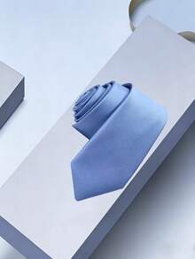 1pc Men's Light Blue Fine Striped Textured Lightweight Necktie, Suitable For School, Work, Daily Wear, And Holiday Occasions - Baby Blue - View 2