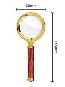 10X Handheld Magnifier, 60mm/70mm/80mm/90mm Diameter Options, Faux Wood Handle, Gold Plated, Birthday/Graduation Gift - Multicolor - View 14