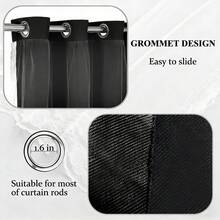 双层黑色窗帘，现代简约遮光窗帘，适用于客厅、卧室、阳台、飘窗装饰 - 黑色 - 查看 10