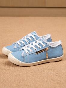 Giày lười vải thường ngày, thích hợp cho mùa xuân và mùa thu. - Màu xanh nhạt - Xem 3