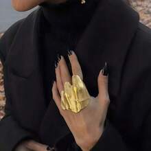 Asymmetrical Pleated Knuckle Ring, Unique Sophisticated Jewelry Accessory With Minimalist Chic Vibe - Wrinkled Joint Ring - View 5