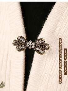 [Conjunto de Fivelas com Decoração de Laço] 3pcs/Conjunto. Clipes de Roupa com Decoração de Laço Multicoloridos - Fivelas Decorativas de Metal, Adequadas para Gola/Lenço - Acessórios de Moda Modernos e Versáteis (Vários Estilos), Clipes de Xale, Clipes de Camisola Vintage Europeus, Lenço Feminino com Aplicações de Strass - Multicolorido - Ver 6