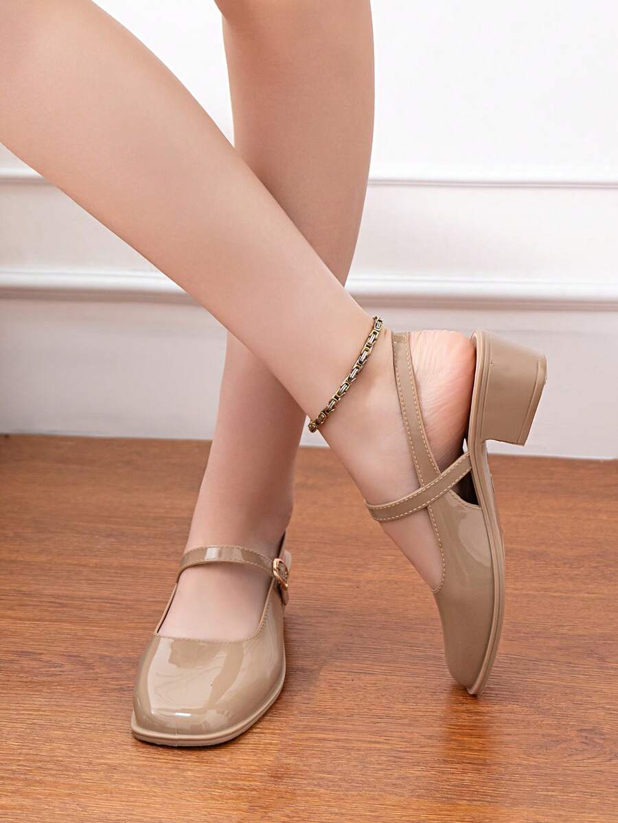 Giày sandal đế dày mũi vuông, hở gót, kiểu dáng mới nhất mùa hè, đa năng, phù hợp cho công sở, phong cách preppy cho tiệc tùng và hoạt động ngoài trời. - Màu be - Xem 1