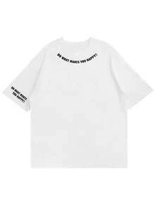Maglietta a maniche corte da uomo taglie forti stile minimalista americano con slogan ispiratore a lettere | Versatile per l'estate | Adatta per l'uso estivo | Comoda e traspirante | Moda di - Bianco - Visualizzare 5