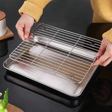 1/2/6pcs Baking Sheet Set With Rack (Includes 1 Sheet Or 1 Sheet + 1 Rack/3 Sheets + 3 Racks), 8.7/10/11 Inch Stainless Steel Baking Pans And Cooling Racks, Non-Stick Cookie Sheets For Baking Cookies, Meat, Chicken, Easy To Clean And Dishwasher , - View 5