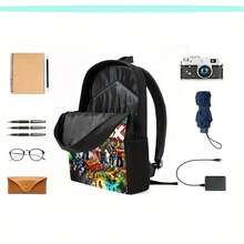 For & Cute Robot (Ro-B-L-O-X) Print Backpack - Lightweight With Adjustable Straps, 15-Inch Computer Bookbag, Durable Design For Travel & Casual Use, Secure Zippers - Black - View 8
