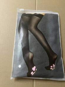 Cartoon Paw Design Over The Knee Socks, Cozy - 白色 - 查看 4