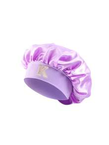 1 chiếc mũ ngủ satin in chữ cho trẻ em, mũ trùm tóc mềm mại và thoải mái cho bé gái, mũ ngủ satin tái sử dụng để chăm sóc tóc xoăn, khăn quấn tóc màu hồng dễ thương phù hợp cho trẻ mới biết đi và trẻ nhỏ, tuyệt vời để ngủ, tết tóc và chăm sóc tóc. - Màu tím hoa cà - Xem 8