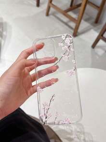 White Pink TPU Flower 1pc Transparent Anti-Fall TPU Phone Case Compatible With IPhone 11, 15 Pro Max, 14 Pro Max/Galaxy/Honor X6A, X7B, X8B Waterproof Shockproof Scratch Resistant Spring Gift - 款式1(1件) - 查看 2