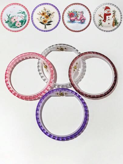 1pc Diamond-Shaped Design DIY Hand Embroidery Hoop, Cross Stitch Embroidery Frame, Dreamcatcher Wind Chime Hanging Ring Accessory, Made Of High-Quality Acrylic Material With Copper Adjustable Knob, Can Be Used As Home Decor, Wind Chime Decoration, Outdoor Wedding Hanging, Wall Decor, Halloween & Christmas Ornament, Phone Keychain, Bag Charm, Desk & Bedside Ornament, Car Interior Hanging Accessory