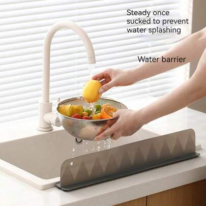 FaSoLa Sink Edge Water Splash Guard, Kitchen Sink Splash Proof Silicone Barrier, Washbasin Splash Blocker