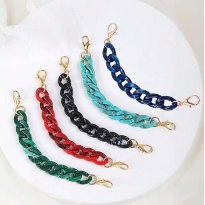 Fashion Resin Bag Chain, Detachable Thick Chain For Handbag, Elegant Purse Strap Replac Gold Buckle Bag Chain Accessories, Mobile Phone Chain Contrast Color Handmade Detachable Chain Bag Decorative Chain, Small And Versatile Dopamine Exquisite Chain Bag