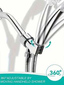 3pcs/Set 5-Setting High Pressure Handheld Shower Head Kit, Multi-Function Bathroom Shower Head Set With ABS Plastic High Flow Rain Shower Head, 59-Inch Hose And Easy Install Wall Mount Bracket, Suitable For Wall Mount Shower, Modern Bathroom, Outdoor Shower And RV, Great For Holiday Gift And Bathroom Renovation - Multicolor - View 3