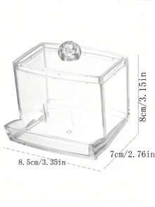 Hộp đựng bông tẩy trang bằng acrylic, hộp đựng tăm xỉa răng, hộp đựng đồ trang điểm để bàn. - Trong sáng - Xem 2