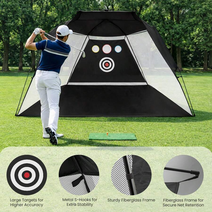 Golf Practice Net With Hitting Mat And Balls, Golf Training Aid Set For Indoor & Outdoor Driving And Chipping - Black - View 1