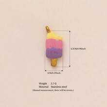 1pc Summer Dopamine Color Pendant Accessory, Cute Cartoon Style, Enamel Resin Craft, 18K Gold PVD Plating, 316 Stainless Steel Material. Waterproof And Fade-Resistant, Suitable For Women And Couples, Bracelet Pendant Accessory, Jewelry Pendant, Necklace Pendant Accessory, Summer Jewelry Design, Phone Lanyard Pendant Accessory, Keychain Pendant Accessory. - Multicolor - View 11