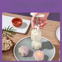 6/4/2pcs Set Of Chrysanthemum Rose Mooncake Molds, Hand Pressed, Non-Stick, Mung Bean Ice Cream, Cartoon Models, Baking Pastry Molds, Kitchen Tools - Multicolor - View 5