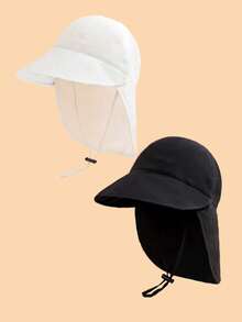 2pcs Baby Bucket Hat, Neck Protective Toddler Sun Hat, Adjustable Breathable Quick-Dry Summer Beach Hat For Boys & Girls - Multicolor - View 12
