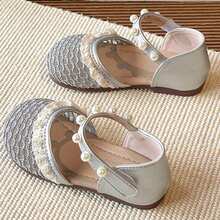 女童夏季网面凉鞋，软底镂空儿童鞋，女童包头凉鞋，珍珠网面透气鞋，软底防滑公主鞋 - 銀色 - 查看 2