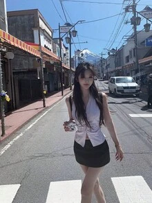 女士无袖翻领吊带衫，修身夏季休闲上衣 - 淡紫色 - 查看 5