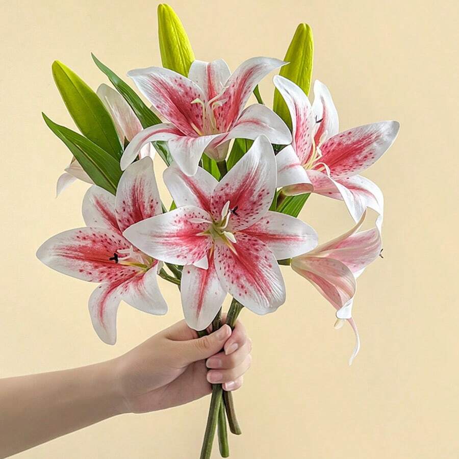 1/2/3/5 Piezas de Flores y Plantas Artificiales de Lirio, Decoración Floral Seca Falsa para Mesa de Comedor, Arreglo de Florero de Escritorio, Boda y Fiesta, Decoración del Hogar y Estudio, Ornamentos de Regreso a Clases