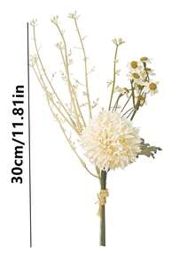 1pc Artificial Chrysanthemum Flower Bouquet - Designed With Dried Flowers - Suitable For Office, Vase, Home, Desktop Decor, Engagement And Wedding Decoration - White 1 - View 3