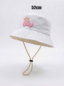1顶适合2-6岁幼儿女童的字母印花渔夫帽，可爱夏季遮阳帽，轻便速干，适合海滩、户外活动 - 1PC - 查看 14