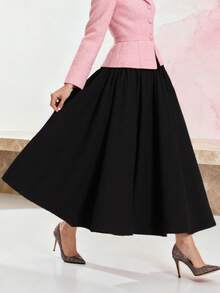 Women's Solid Color Casual Versatile Date/Travel A-Line Skirt - Black - View 2