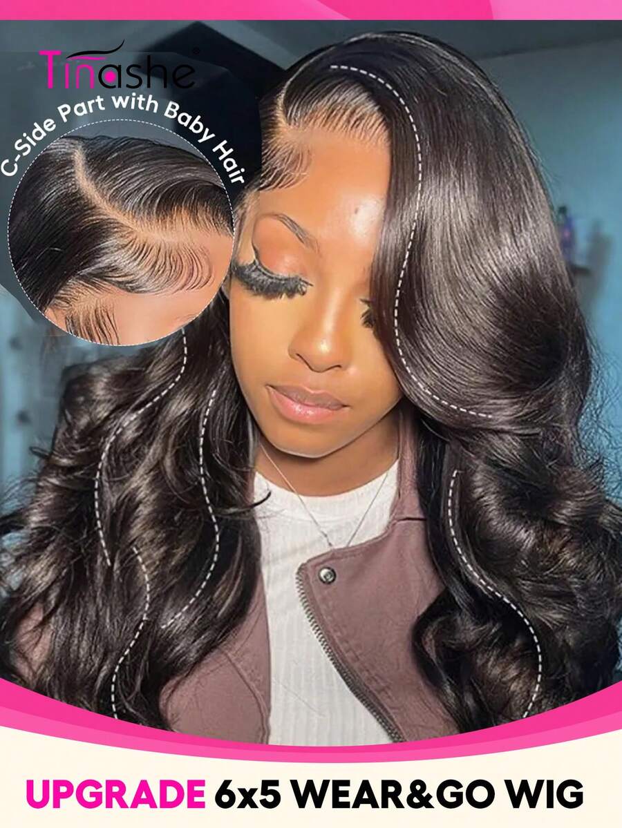 Tinashe 6x5英寸蕾丝闭合假发，无需胶水或胶带，自然波浪卷发，透气蕾丝前假发，预先拔毛的发际线带有婴儿发，自然逼真的蕾丝闭合假发，适合女性，可用于万圣节装扮、角色扮演、婚礼、美人鱼造型等。 - SNatural - 查看 1