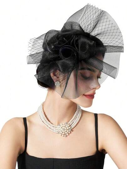 Fascinators Hat Flower Mesh Ribbons On A Headband And A Clip Tea Party Headwear For Girls And Women