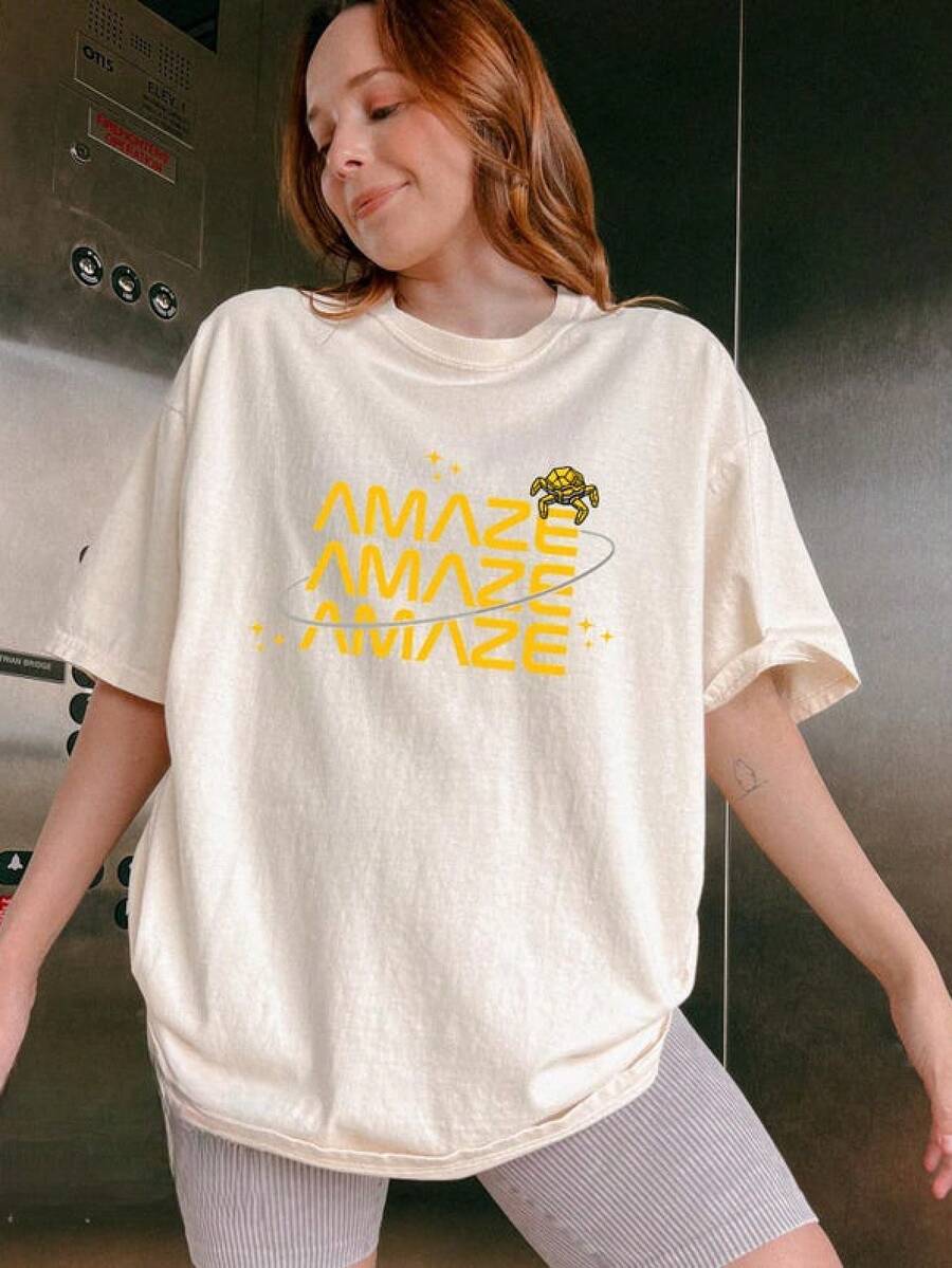 ®   Amaze Amaze Amaze T-Shirt, Project Hail Mary Rocky T-Shirt, Book Lover Gift, Sci-Fi Reader Gift, Space-Themed T-Shirt, Alien-Themed T-Shirt - 白色 - 查看 1