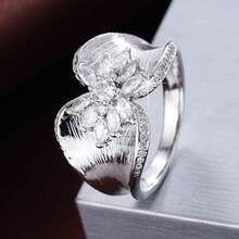 1pc Refreshing Blooming Flower Shaped Design Cubic Zirconia Inlaid Fashion Ring, Casual Gift For Women - Multicolor - View 14