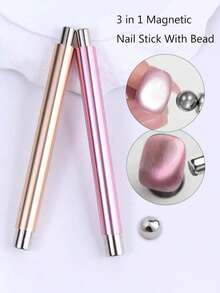 1 lọ gel vẽ móng mắt mèo cải tiến kèm nam châm hạt thủy tinh, sơn móng tay từ tính mắt mèo màu hồng/bạc/xanh lá/vàng hồng với que nam châm hai đầu, lực hút từ mạnh, dụng cụ thiết kế móng đa chức năng. - Nhiều màu - Xem 5