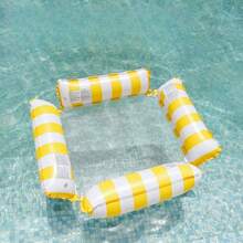 1 pezzo Amaca gonfiabile da piscina con rete - Lettino galleggiante a righe per adulti, adatto per vacanze, feste e relax, disponibile in colori rosa, giallo, bianco, verde, blu e altri, amaca da esterno, essenziale per spiaggia e piscina, ottimo per servizi fotografici - A - Visualizzare 8