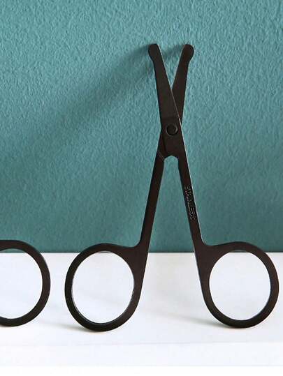 Kéo tỉa lông mũi đầu tròn, cán cầm chống trượt màu đen, dễ sử dụng, kéo tỉa lông mũi đầu tròn, màu đen, dụng cụ làm đẹp gia đình.