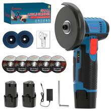 Cutting & Grinding Tool, 12V Cordless Mini Angle Grinder, 19500RPM 3 Inch, 4 Blades + Battery, Discs For Metal Wood Polishing, Power Tool Set - 2 Batteries - View 2