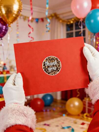 1/3/6 张豹纹感谢贴纸，复古自粘感谢标签，适用于烘焙盒、礼品袋、信封和工艺品封口，各种场合的装饰贴纸