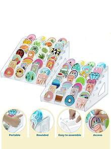 3/4/5/6/7 étages Présentoir organisateur de maquillage, convient pour le vernis à ongles, les ombres à paupières, les poudres compactes, etc. Peut être utilisé pour le rangement sur la coiffeuse - Transparent - Voir 6