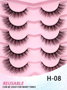 ENCHUW 5 Cặp Mi Giả Mềm Mại, Mi Dày, Mi Giả Tự Nhiên, Mi Mắt Mèo, Mi Giả Mỏng Dịu, Mi Tự Nhiên Mềm Mịn - màu đen - Xem 5