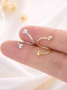 1pc 925 Sterling Silver Ball Belly Button Ring, Short Bar Style Navel Piercing Jewelry, Gift For Women - Navel Nails - View 3
